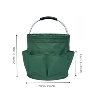 Geanta Cos pentru Scule de 17L, Flippy, Buzunare Exterioare, Cos de Picnic Portabil, Cos pentru Plaja, Cos pentru Curatenie, din Material Oxford 600 D, 28 x 28 x 28 cm, Verde