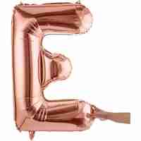 Balon Folie Metalizata Litera E, Flippy, 80 cm, Umflati cu Heliu sau Aer, Ambalaj Individual, Pai inclus, Rose Gold