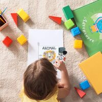 Carte Senzoriala, Flippy, pentru Bebelusi, 15x16x6 cm, cu Animalute, 3D, Cu Sunete si Fosnete, 0-3 Ani, Model Leu, Gri