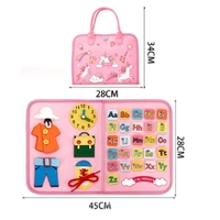 Carte Senzoriala Educativa Montessori, Flippy, Dezvoltare Abilitati Motorii, 5 Pagini, Model Unicorni, 28x22x7 cm, Roz