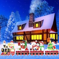 Decoratiune de Craciun, Flippy, pentru Gradina, Tip Trenulet, 4 Figurine + Bete de Infipt in Pamant, din Plastic, Impermeabil, Model Oameni de Zapada, Multicolor