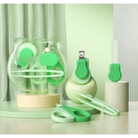 Set Ingrijire Unghii pentru Bebelusi, Flippy, Cutie de Depozitare in Forma de Ursulet, 10 x 9.5 cm, Verde