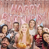 Perdea Franjurata, Flippy, Model Decor Petrecere, pentru Fundal de Poze, Amenajare Colorata a Petrecerii, Dimensiune 100x200 cm, Roz Auriu