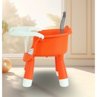 Scaun de Masa pentru Copii, Flippy, 2 in 1, Tavita Detasabila, Spatar Ergonomic, +6 Luni, Inaltime 36 cm, Portocaliu
