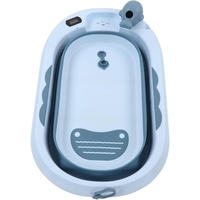Cada de Baie, Flippy, pentru Copii 0 luni - 6 Ani, cu Termometru, Pliabila, Perna Suport Inclusa, din Plastic, 81.5 x 49 x 21.5 cm, Albastru