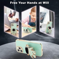 Husa de Protectie TPU 2in1, Flippy, pentru Apple iPhone 15 Pro, Astronaut cu Suport, Antisoc, Rezistenta la Impact, Protectie Camera, Verde