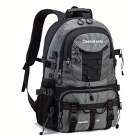 Rucsac Multifunctional de Alpinism, Flippy, Capacitate 36-55 L, de Calatorie, Impermeabil, Slot USB Incarcare Telefon, Bretele Reglabile, 52 x 34 x 19 cm, Gri