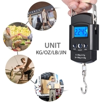 Cantar Digital de Mana cu Carlig, Flippy, Cantar Portabil, Pescuit, cu Maner, Capacitate 50 kg, cu Metru Incorporat, 20.5 x 6 x 2.5 cm, Negru