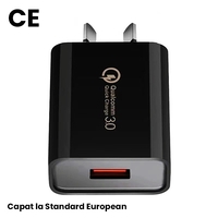 Incarcator Retea Fast Charge 5V3A, Flippy, Capat STANDARD EUROPEAN QC 3.0, 18W, Fara Cablu, Negru