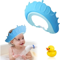 Viziera de Protectie Baie Pentru Copii, Fippy, Model Coronita, Dimensiune ajustabila, Durabil, Usor de curatat, Impotriva Samponului, pentru Ochi si Urechi, TPE+PP, 24x22 cm, Albastru