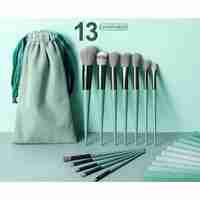 Set 13 pensule pentru machiaj, Flippy, super soft, makeup profesional/incepatori, verde
