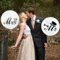 Set 10 Baloane din Latex, Flippy, Model Party Casatorie, Mr&Mrs Just Married, 2.8 g, 30 cm, Alb/Negru