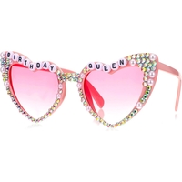 Ochelari Decorativi, Flippy, Model Birthday Queen, cu Diamante, pentru Aniversari, din PC, 15.3 x 5.7 x 14.5 cm, Roz