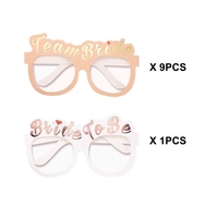 Set 10 Ochelari, Flippy, Tematica Petrecerea Burlacitelor, Model Team Bride si Bride to Be, 9 x Roz, 1 x Alb