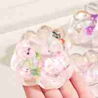 Jucarie Antistres Squishy, Flippy, Labuta de Pisica Pufoasa, cu Revenire Lenta, 7 x 6.5 cm, Model Ciuperca, Multicolor