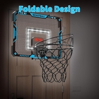 Cos de Baschet pentru Copii, Flippy, cu Tablou de Bord Electronic, Minge, Pompa, 2 Moduri, Interior/Exterior, Inel Metalic si Rabatabil cu Arc, Luminos, 41x31x5 cm, Multicolor