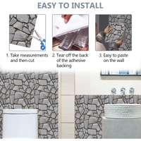 Set 10 x Placi Tapet Autocolant 3D cu Imitatie de Pietre, pentru Perete Bucatarie Sufragerie, Usor de Curatat, Rezistent la Apa, Autoadeziv, 30x30 cm, Gri