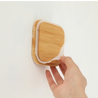 Cutie de Depozitare Alimente, Flippy, Cutie de tip Container, Cutie pentru Cereale, din Plastic, Capac din Bambuc, 10 x 10 x 19 cm, Volum 1.2l, Transparent
