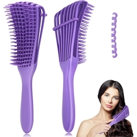 Perie Flexibila, Flippy, pentru Descurcat Par Cret/Umed si Uscat, 8 Brate Mobile, din TPE, 24.5 x 4.5 x 2 cm, Mov