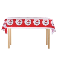 Fata de masa dreptunghiulara Flippy, PVC, 2.5 mm grosime, imprimeu Mos Craciun model 2, potrivit pentru Craciun, utilizare multipla, 180 x 108 cm, alb