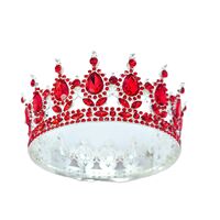Diadema, Flippy, din Aliaj, cu Cristale, Accesoriu Par, Aniversare, Nunta, Petrecere, 15.5 x 5.3 cm, Rosu