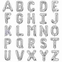 Balon Folie Metalizata Litera W, Flippy, 80 cm, Umflati cu Heliu sau Aer, Ambalaj Individual, Pai inclus, Argintiu