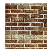 Set 10 Stickere de Perete, Flippy, Autoadezive, 70 x 77 cm, 2.5 mm Grosime, Suprafata Acoperita 5.3 mp, din PVC, Model Caramida, Maro