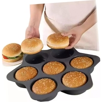 Forme de Silicon pentru Copt, Flippy, 7 Forme Rotiunde, pentru Burgeri si Prajituri, 38.5 x 4 cm, Negru