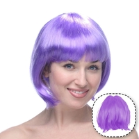 Peruca Cosplay, Flippy, Tunsoare Bob cu Breton, pentru Carnaval, Halloween, Petreceri Tematice, din PET, Marime Universala, Mov
