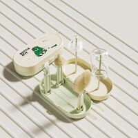 Set 7 Piese de Spalat/Uscat Biberoane, Flippy, Portabil, Peri de Silicon, pentru Tetine, Suzete, Biberoane, Paie, Cutie Inclusa, 20 x 9.5 cm, Verde