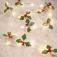 Instalatie Craciun cu baterii, 2 metri, 20 LED-uri tip fructe rosii, Alb Cald, Flippy