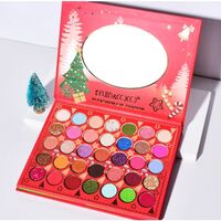 Set de Machiaj Kevin&Coco, 70 de Culori, Paleta de Farduri, Model Merry Christmas, Oglinda Ovala, 22.3x17.2x1.9 cm, Multicolor