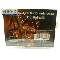 Instalatie de Craciun cu Baterii Fir Negru Tip Sir 4.5 m 50 LED -uri Alb Cald