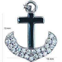 Pandantiv, Jolie Silver, Argint 925, Model Cruce Ancora cu pietre, 13 x 13 mm, 1.1 g