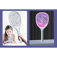 Paleta Electrica pentru Tantari, Muste sau Insecte LED, Flippy, Reincarcabila, Incarcare USB, Plastic, Casa si Gradina, Anti-insecte, Alb-Albastru