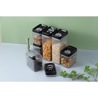 Set 6 Recipiente din Plastic, Flippy, pentru Alimente/Obiecte, Inchidere Ermetica, Textura Ondulata, 4 x 1.5l, 2 x 3.3l, Transparent
