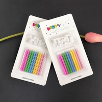 Set 12 Lumanari de Tort, Flippy, Model Spirala cu Suport, Party, 6.5 cm, din Parafina, Multicolor