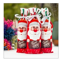 Husa Craciun pentru sticla de vin Flippy, tema Mos Craciun, material textil, 34 cm, multicolor