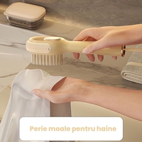 Perie pentru Curatare Incaltaminte cu Recipient pentru Detergent, Flippy, Perie Multifunctionala pentru Incaltaminte si Lenjerie, cu Peri Moi, Fara Deteriorare, 22x6x4 cm, Galben