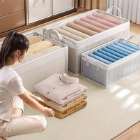 Cutie container de depozitare din PVC, Flippy, de stocare, Dimensiuni multiple, Accesoriu robust pentru organizarea de uz casnic, volum 26L, 47 x 28 x 20 cm, Transparenta