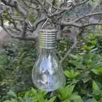 Lampa Solara LED Decorativa sub forma de Bulb, pentru exterior, suspendata, IP65, Ultron Transparent, lumina rece, Flippy