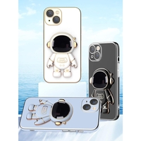 Husa de Protectie TPU 2in1, Flippy, pentru Apple iPhone 14 Plus, Astronaut cu Suport, Antisoc, Rezistenta la Impact, Protectie Camera, Albastru