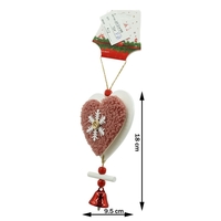 Ornament de brad broderie cu inima, Flippy, roz, lemn, 18 cm