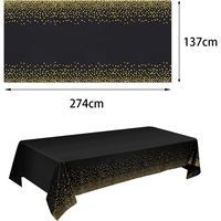Fata de Masa, Flippy, din PEVA, Imprimeu Buline Aurii, 137 x 274 cm, Impermeabila, Fara Pete, Curatare Rapida, Negru