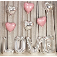 Set 4 Baloane din Folie Metalizata, Flippy, Figurine Litere, Model Scris Love, Tema Iubire, 80 cm, Ambalaj Individual, Pai Inclus, Umflare cu Aer sau Heliu, Argintiu