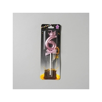 Lumanare Cifra 6, Flippy, Model Coroana cu Fundita, Pentru Tort, 6 x 2.5 cm Mov