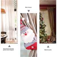 Clema pentru perdea, prindere cu arici, model Mos Craciun, material textil/poliester, 53 x 23 cm, multicolor