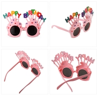 Ochelari Happy Birthday, Flippy, Tematica Aniversare, Protectie Soare, din Plastic, Model Prajiturele, 18.5x11.5 cm, Roz