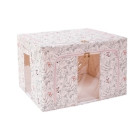 Cutie Depozitare, Flippy, 66L, din Material Textil, 50 x 40 x 33 cm, pentru Haine si Lenjerii, Model Fluturasi, Bej