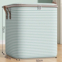 Cutie de Depozitare cu Fermoar, Flippy, Pliabila, Maner Ranforsat, Fermoar Rezistent, pentru Haine, Paturi, Plapume, Perne, Lenjerii de Pat, Jucarii, 50x50x70 cm, 180 Litri, in Dungi, Verde